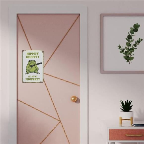 Frog Room Sign Funny Metal Tin Signs Vintage Bedroom Door Decor Hippity Hoppity - Picture 6 of 8